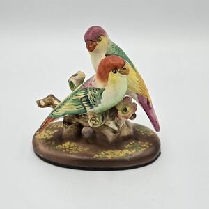 Vtg Tropical Bird Parrot Parakeet Porcelain Figurine Made in Japan